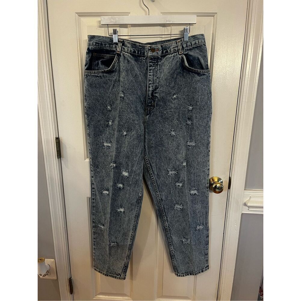 No Excuses Collector’s Series Mens Patterned Distressed Jeans sz 36 EUC